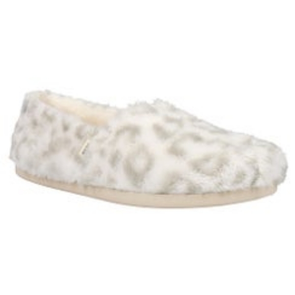 Comfee 👣TOM'S Alpargata Snow White Leopard Fleece Espadrilles - Picture 2 of 7